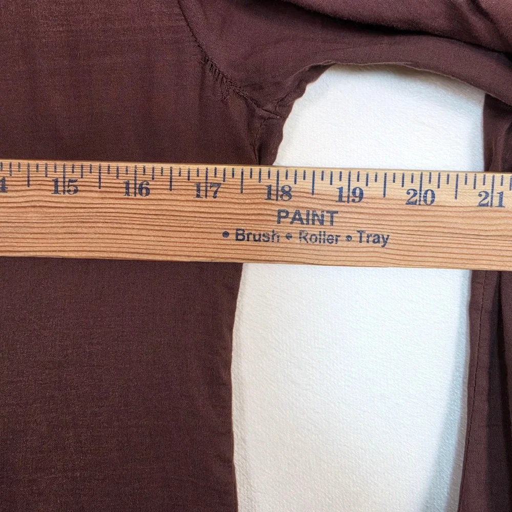 Tory Burch Tunic Women 2 Brown Boho Coastal Festival Embroidered Blue Resortwear